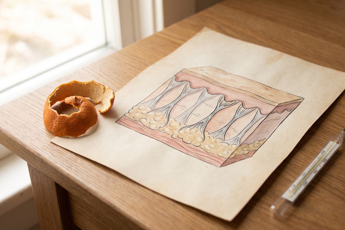 A folded white linen cloth and a glass of water on a pale wooden table in soft daylight, a calm still life with no people, text or medical equipment