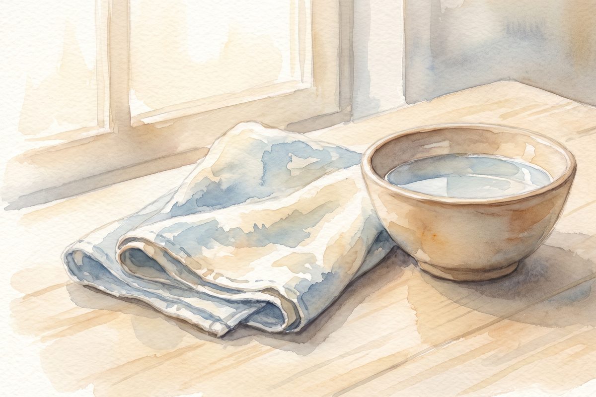 A soft-focus watercolour study of skin under daylight, warm tones, no face and no clinical staging