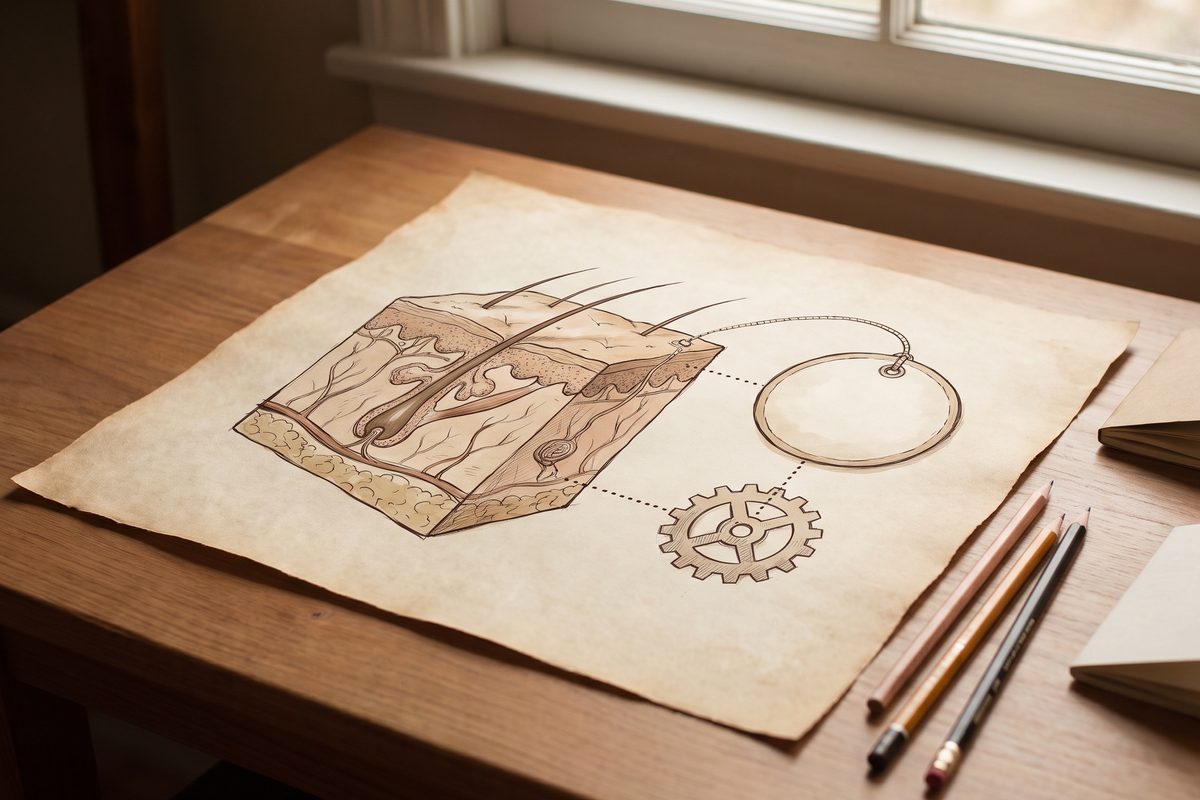 A small white ceramic dish and a folded linen cloth on pale stone in soft window light, a quiet still life with no packaging, text, faces or hands
