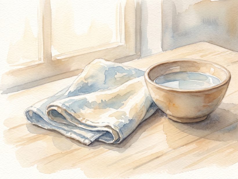 A soft-focus watercolour study of skin under daylight, warm tones, no face and no clinical staging