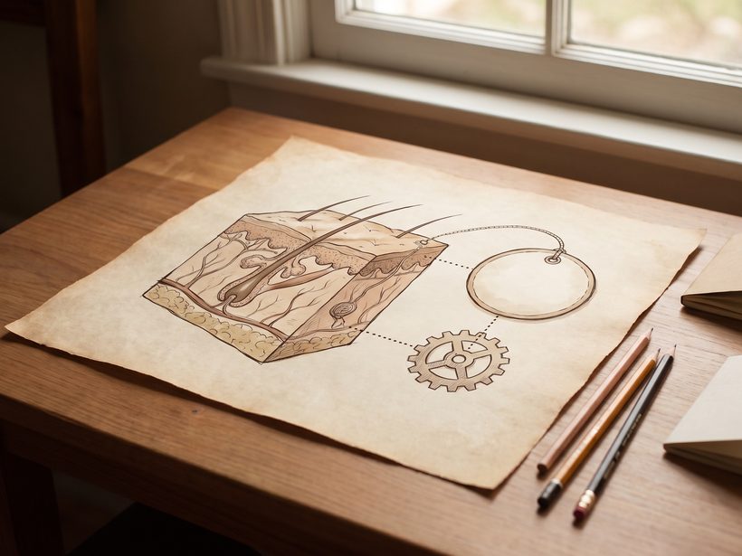A small white ceramic dish and a folded linen cloth on pale stone in soft window light, a quiet still life with no packaging, text, faces or hands